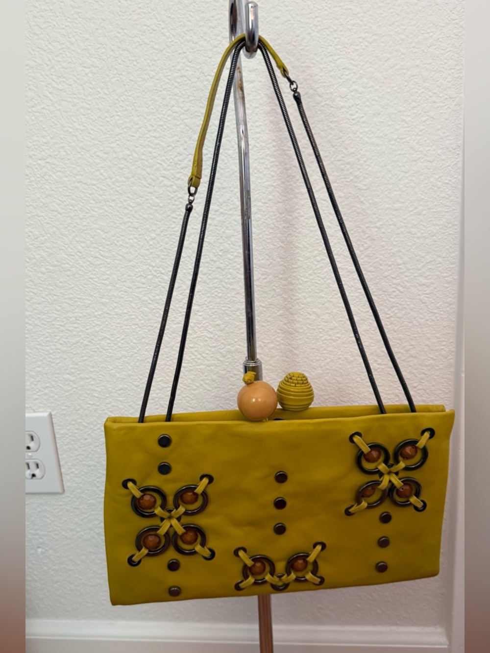 Maliparmi Mustard Yellow Decorative Shoulder Clutch
